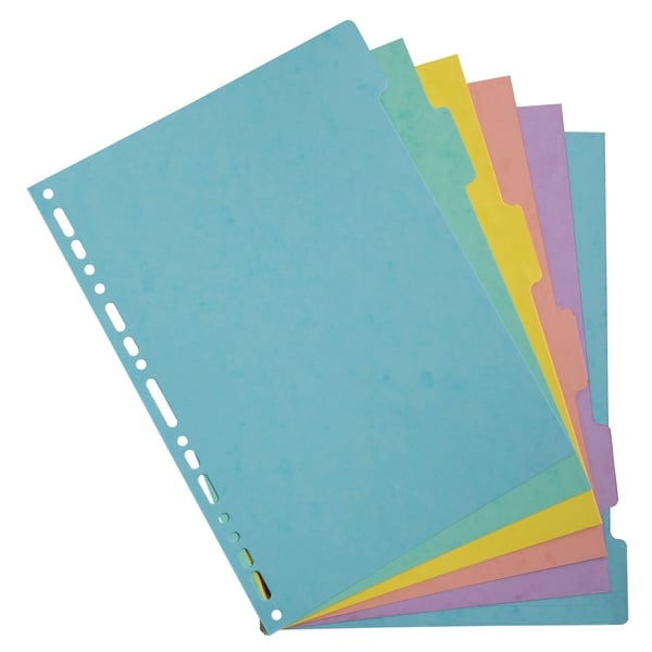 Exacompta 25x Aquarel Dividers A4 6P Pressboard 400g - assorterede farver 7706E