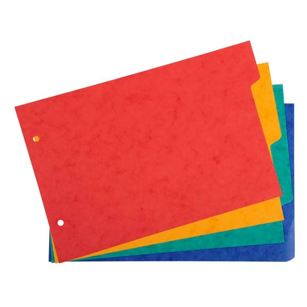 Exacompta 10x Skillevaegge til pladskort 225gsm karton 4 dele - A5 148x210mm - assorterede farver 804E