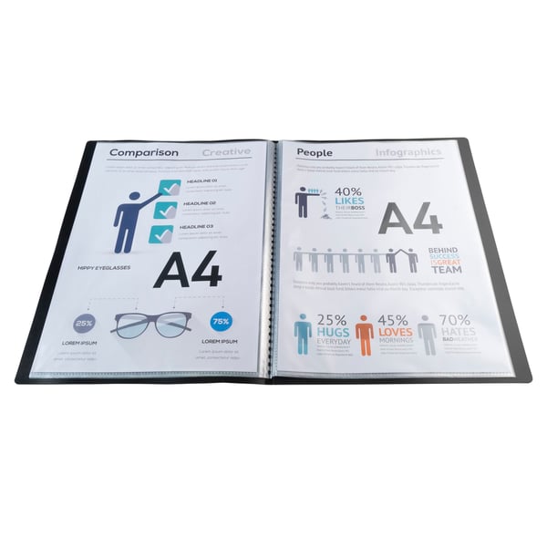 Exacompta 25x Display Book Opaque PP Welded A4 - Sort 8511E