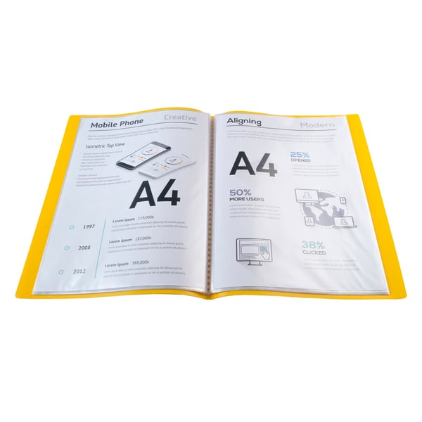 Exacompta 25x Display Book Opaque PP Welded A4 - Gul 8519E