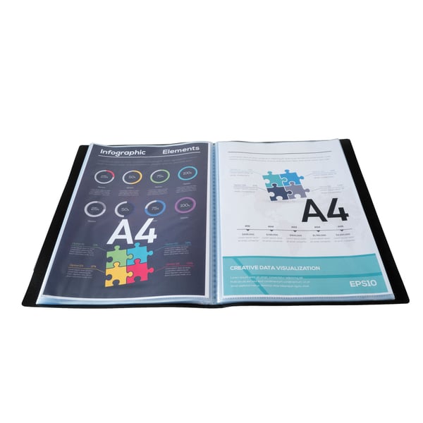 Exacompta 15x Display Book Opaque PP svejset A4 - Sort 8531E