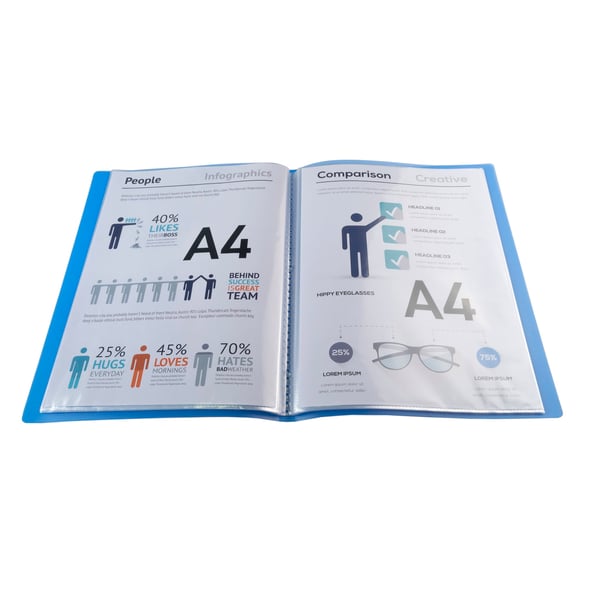 Exacompta 12x Display Book Translucent PP svejset, A4 - Blå 85362E