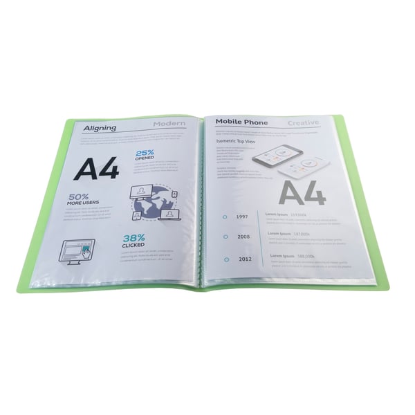 Exacompta 12x Display Book Translucent PP svejset, A4 - Grøn 85363E