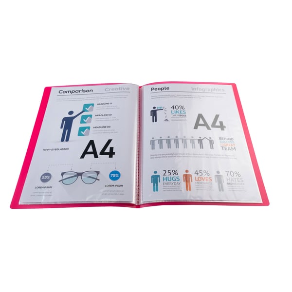 Exacompta 12x Display Book Translucent PP svejset, A4 - Rød 85365E