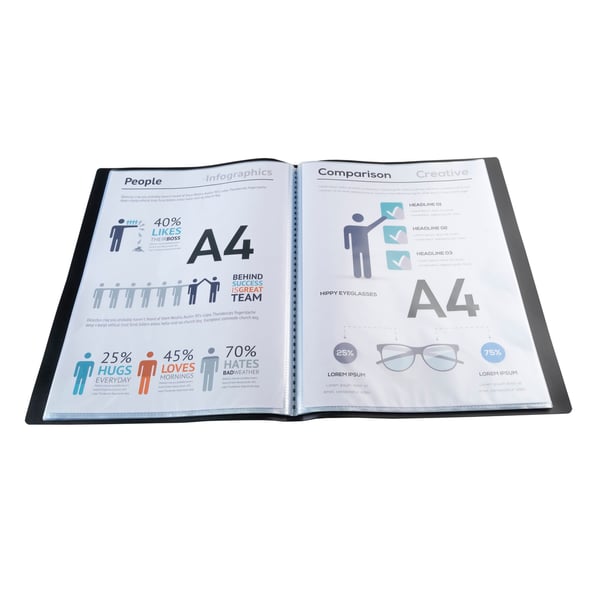 Exacompta 12x Economy Opaque Display Book, A4 (40 lommer) - Sort 8541E