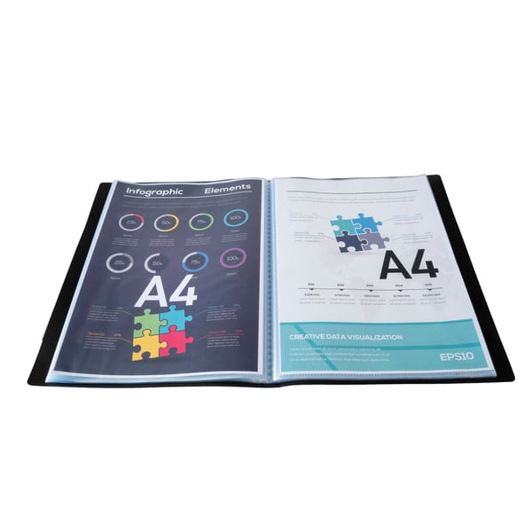 Exacompta 12x Economy Opaque Display Book, A4 (40 lommer) - Sort 8541E