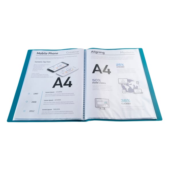 Exacompta 12x Economy Opaque Display Book, A4 (40 lommer) - Mørkegrøn 8543E