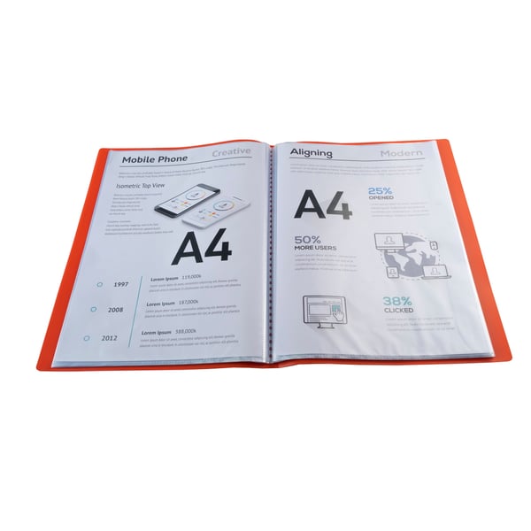 Exacompta 12x Economy Opaque Display Book, A4 (40 lommer) - Rød 8545E