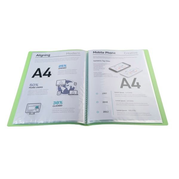 Exacompta 12x Display Book Translucent PP svejset, A4 - Grøn 85463E