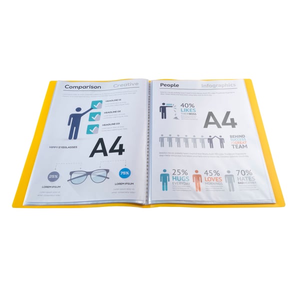 Exacompta 12x Economy Opaque Display Book, A4 (40 lommer) - Gul 8549E