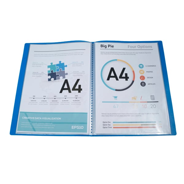 Exacompta 12x Bøjelig polypropylen Display Book 100 visninger, A4 - Lyseblå 8557E