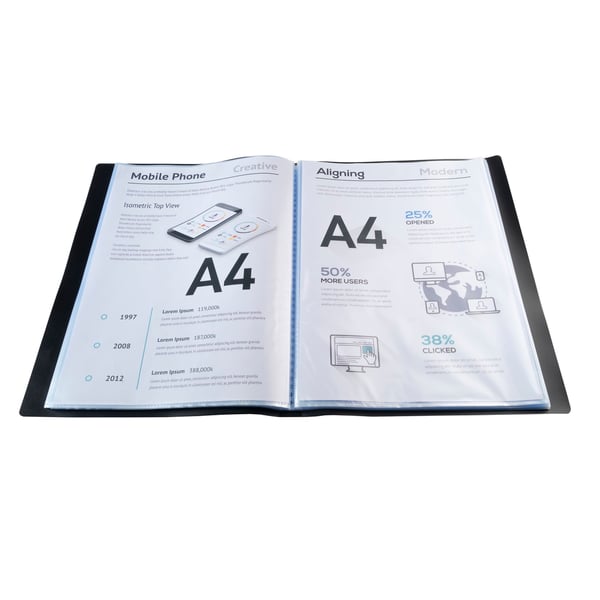 Exacompta 8x Display Book Opaque PP Welded A4 - Sort 8581E