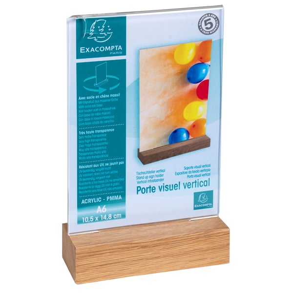 Exacompta 10x Stand up skilteholder med traefod A6 portraet Kontor - Krystal 86258D