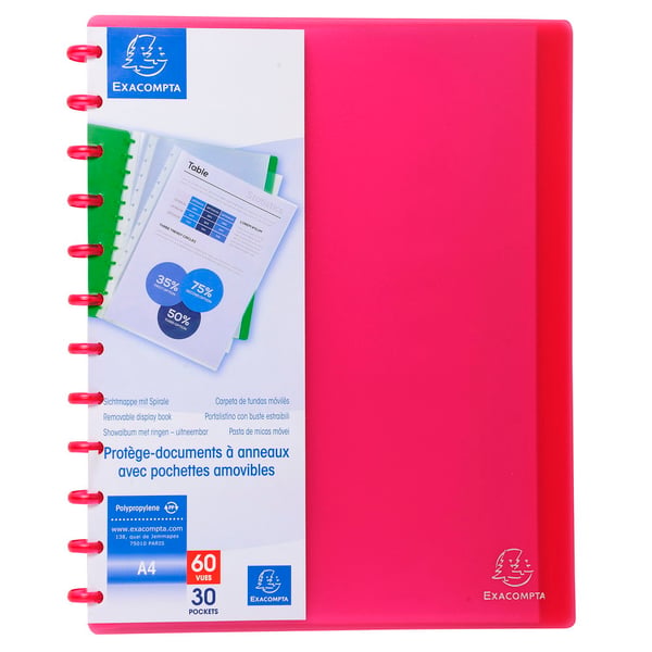 Exacompta 4x Display Book PP med udtagelige lommer - 30 lommer - A4 - Rød 86355E