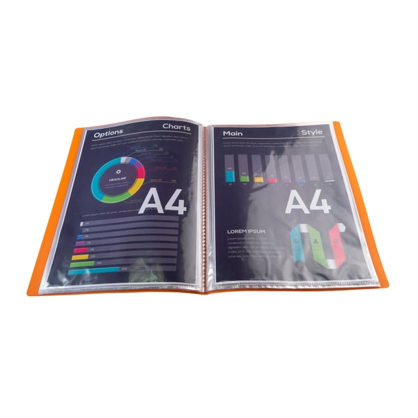 Exacompta 12x Display Book Opak PP Welded 30pkt A4. - orange 88324E