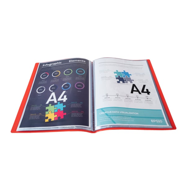 Exacompta 12x Display Book Opak PP Welded 30pkt A4. - Rød 8835E