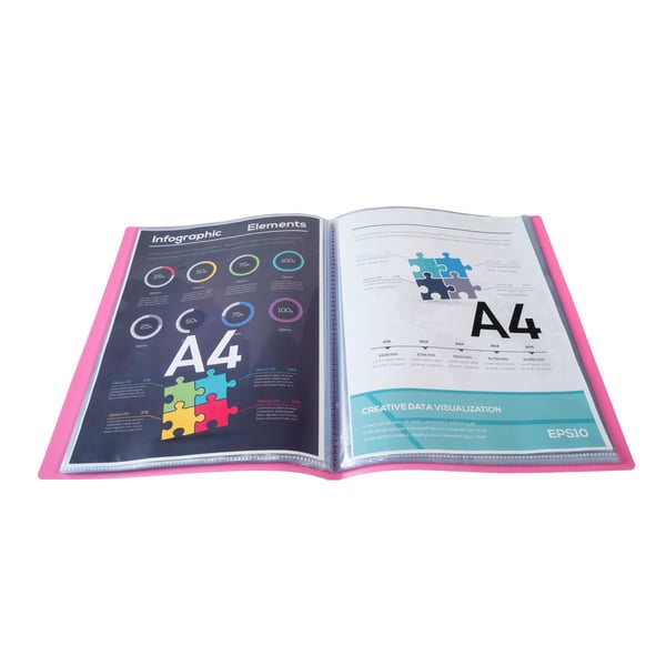 Exacompta 10x OPAK 0,5mm polypropylen Display Book Krystallommer 80 lommer, A4 - Lyserød| 88427E