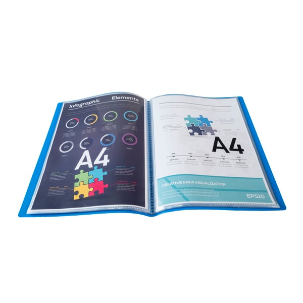 Exacompta 10x OPAK 0,5mm polypropylen Display Book Krystallommer 80 lommer, A4 - Lyseblå 8842E