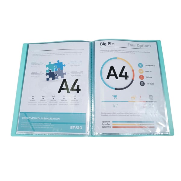 Exacompta 10x Chromaline Pastel Display bog, 40 lommer halvstiv PP A4 - lyseblå 88472E