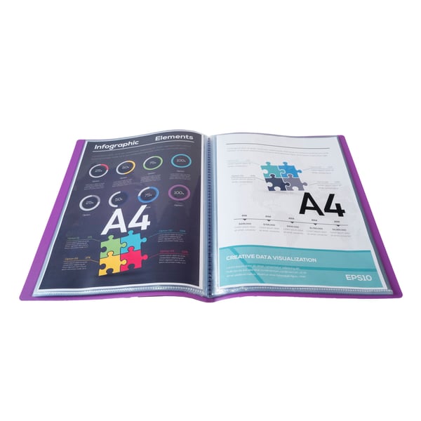 Exacompta 10x OPAK 0,5mm polypropylen Display Book Krystallommer 100 visninger, A4 - Lilla 88526E