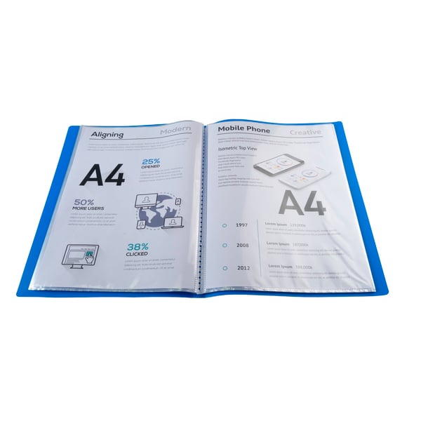 Exacompta 10x OPAK 0,5mm polypropylen Display Book Krystallommer 100 visninger, A4 - Lyseblå 8852E