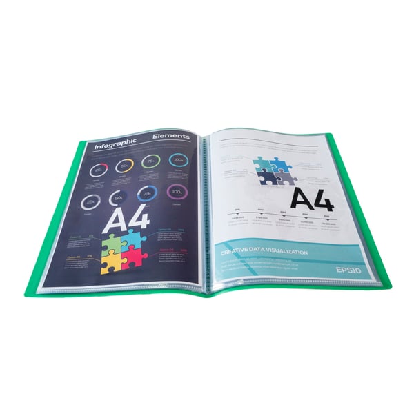 Exacompta 10x OPAK 0,5mm polypropylen Display Book Krystallommer 100 visninger, A4 - Lysegrøn 8853E