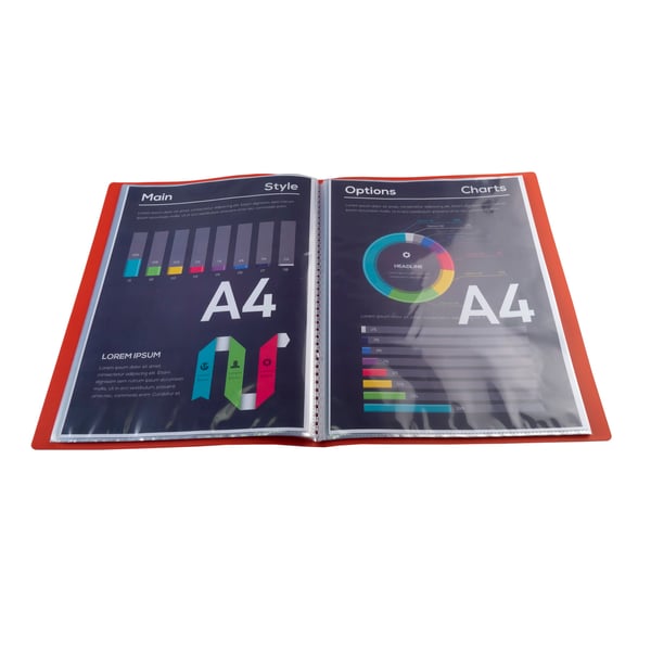 Exacompta 10x OPAK 0,5mm polypropylen Display Book Krystallommer 100 visninger, A4 - Rød 8855E