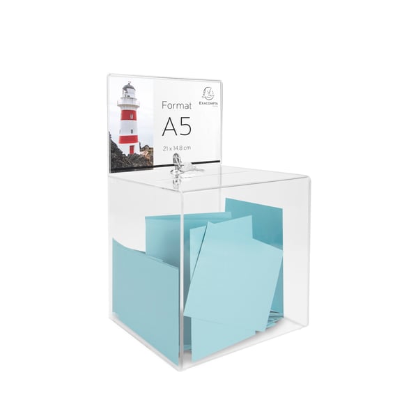 Exacompta Forslagsboks med A5-skilteholder låsbar 21cm Office - Krystal 89258D