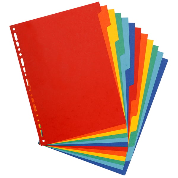 Exacompta 25x Dividers Premium Pressboard, A4, 400gsm, 12 dele - assorterede farver 99H
