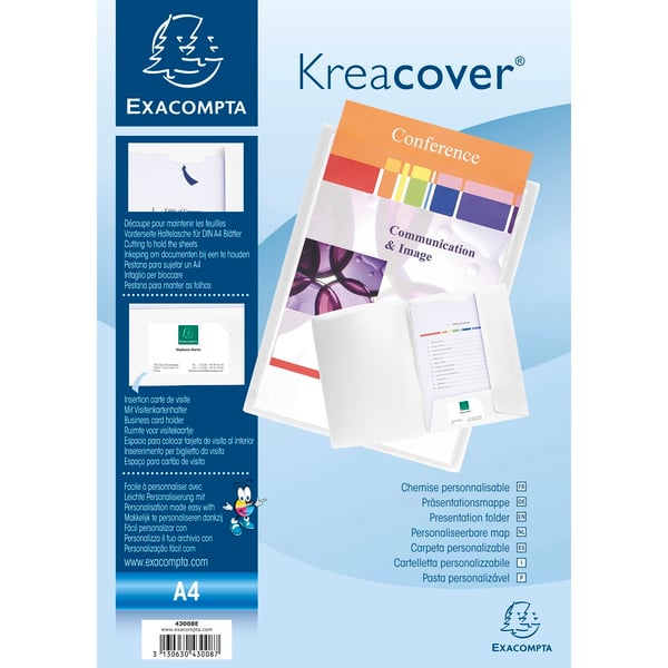 Exacompta 30x PRAESENTATIONSMAPPE BLØDT POLYPROPYLEN KREA COVER - A4 - hvid 43008E