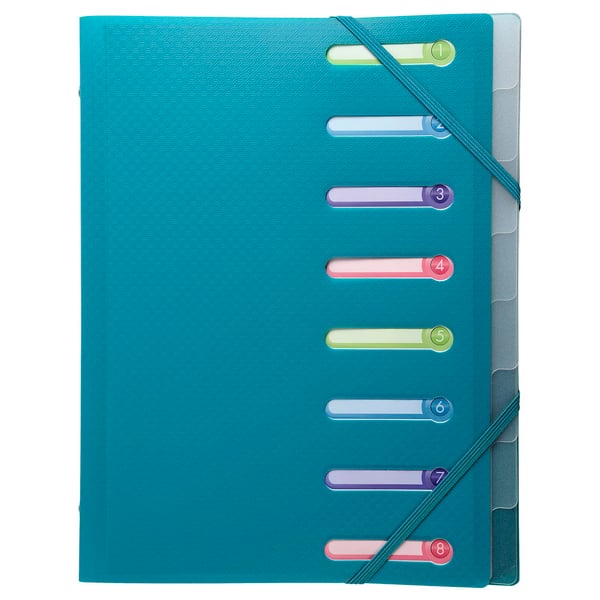 Exacompta 10x Multipartmappe med 3 klapper og elastiske stropper, Opak polypropylen 8 rum - A4-størrelse. - assorterede farver 56180E