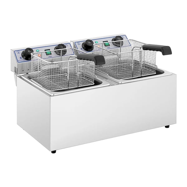 Royal Catering - Dubbel fritös - 2 x 13 liter - 6400 W - timer