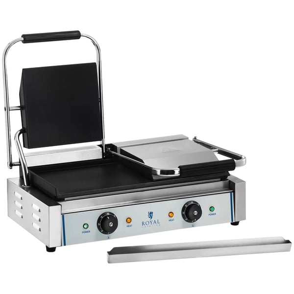 Royal Catering - Kontaktgrill - dubbel - slät - 2 x 1800 W