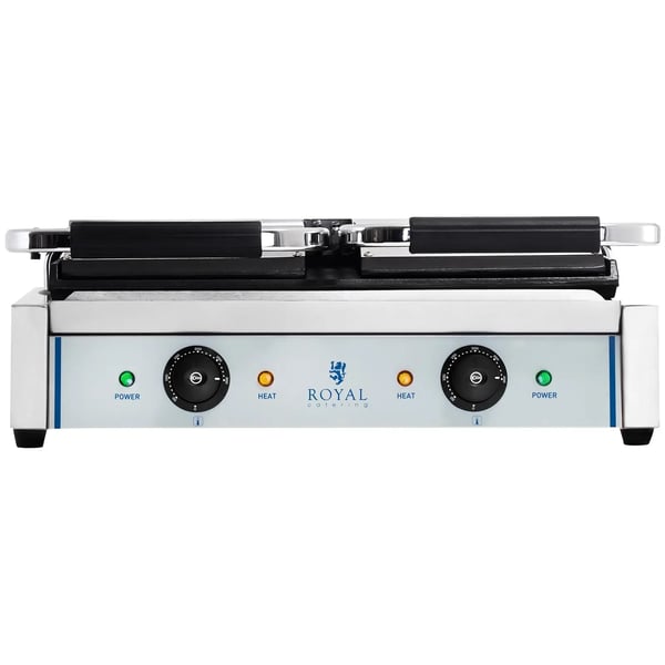 Royal Catering - Kontaktgrill - dubbel - slät - 2 x 1800 W