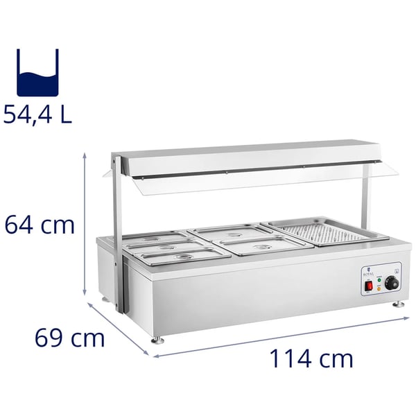 Royal Catering - Torr bain marie - 6 GN - med kötthylla