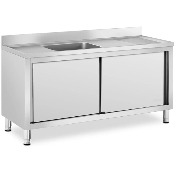 Royal Catering - Diskbänksbord - 1 diskho - Rostfritt stål - 160 x 60 cm