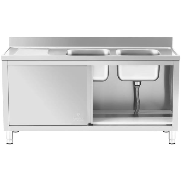 Royal Catering - Diskbord - 2 diskhoar - Rostfritt stål - 160 x 60 cm