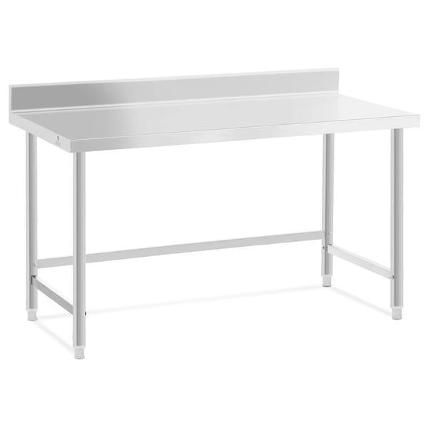 Royal Catering - Rostfri arbetsbänk - 150 x 70 cm - Skyddskant - 300 kg lastkapacitet