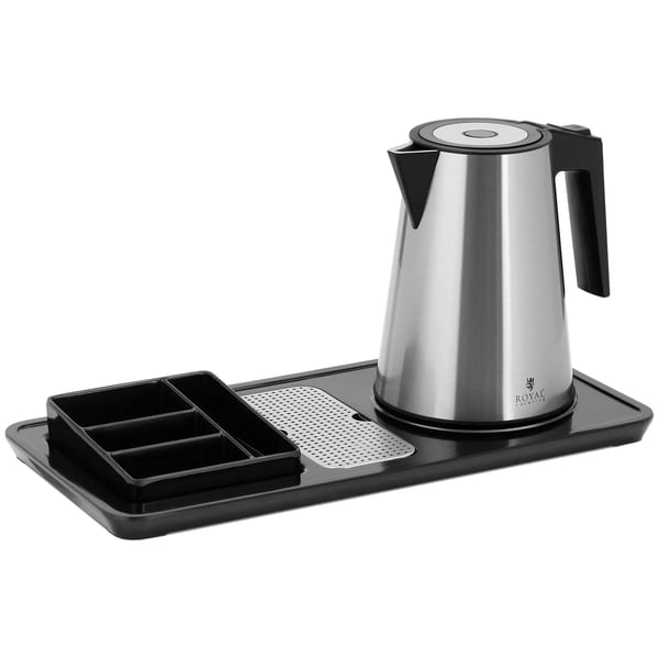 Royal Catering - Vattenkokare med serveringsbricka -1,2 l - 1400 W - silver