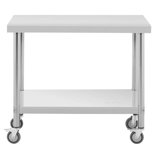 Royal Catering - Bord i rostfritt stål med hjul - 60 x 100 cm - 155 kg lastkapacitet