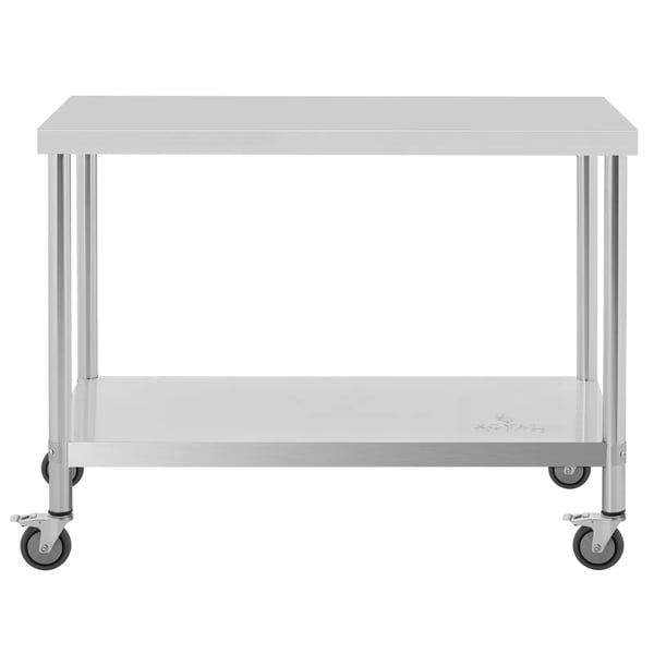 Royal Catering - Bord i rostfritt stål med hjul - 60 x 120 cm - 158 kg lastkapacitet