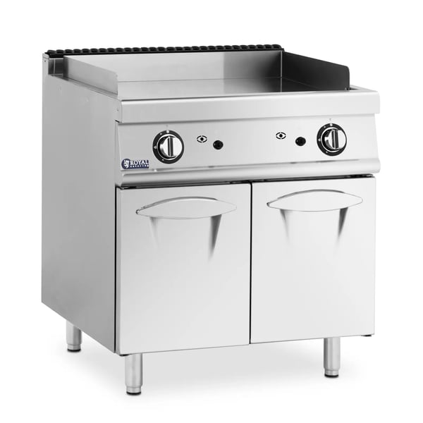 Royal Catering - Stekbord - Gas - 12 kW - Slät - 50–300 °C - Propangas / gasol / naturgas - Underskåp