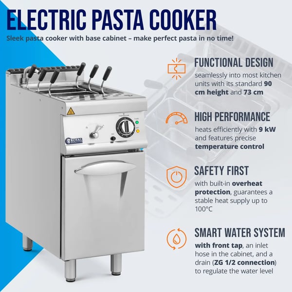 Royal Catering - Elektrisk pastakokare - 9 kW - 400 V - 40 x 73 cm - Pro 730-serien