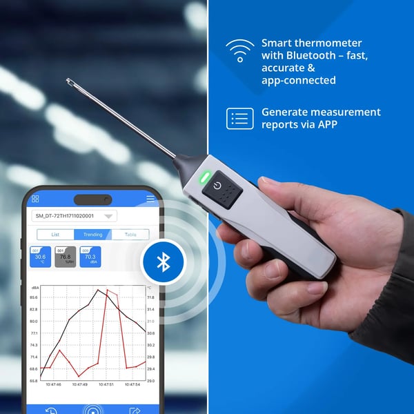 Steinberg - Apptermometer med temperaturgivare - -50 till 150 °C - Upplösning: 0,1 °C - kan användas via Bluetooth med smartphone