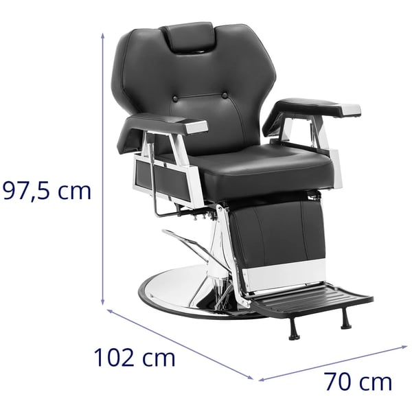 physa - Frisörstol med fotstöd - 59–69 cm - 150 kg - Svart