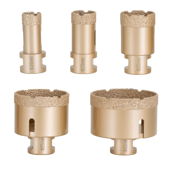 MSW - Diamantborr - Set - För vinkelslipar - 20 / 25 / 35 / 55 / 68 mm - Diamantkapskiva 115 mm