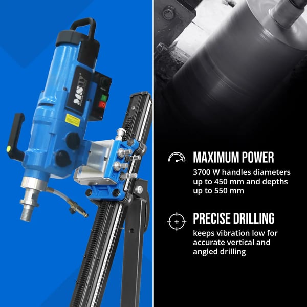 Kärnborrmaskin - med stativ - 3700 W - upp till 1230 rpm - maximal borrdiameter 450 mm