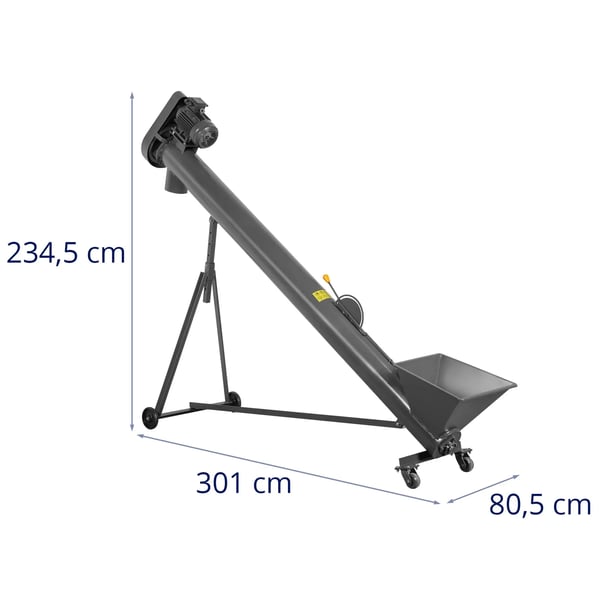 Wiesenfield - Skruvtransportör - 3 m - 1000 kg/h - 1400 varv/min - Höj- och sänkbar med 7 höjder