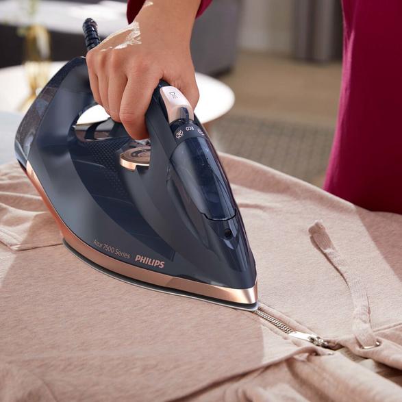 Philips DST7510/80 Azur Series 7500 – Dampstrygejern 3000 W med keramisk SteamGlide Plus-sålplade (marineblå og sort)
