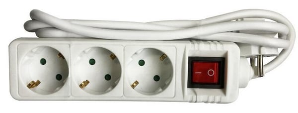ISY IPS-3000-W strømskinne (3 stikkontakter, 1,4 m kabel)
